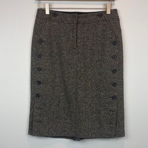 The Limited Gray Button-Detail wool Pencil Skirt